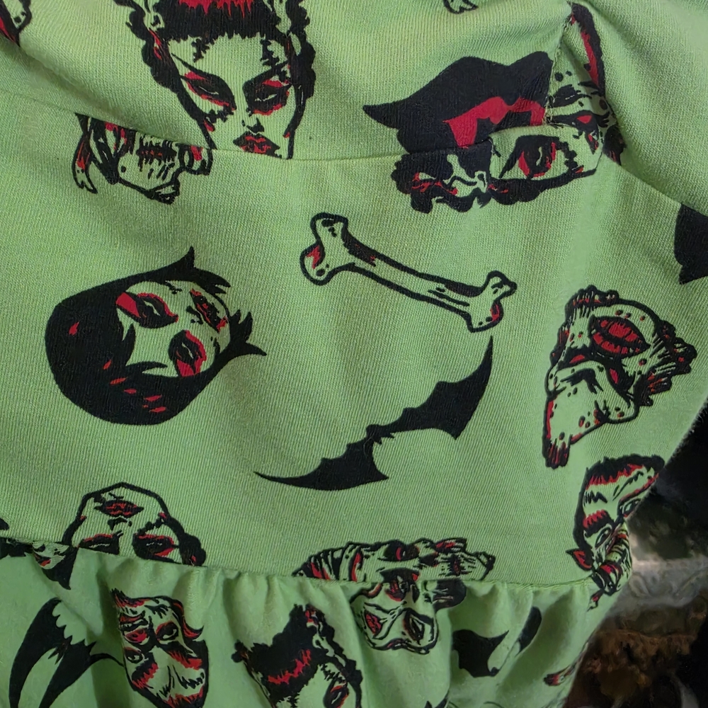 Vixen by Micheline Pitt Lime Green Gothic Print Midi Dress - Picture 2 of 7